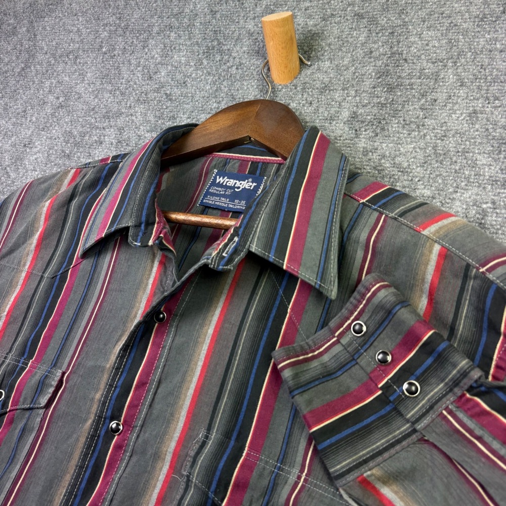 Wrangler Western Shirt Mens 18-35 Multi Color Striped Cowboy Cut Pearl Snap 0231